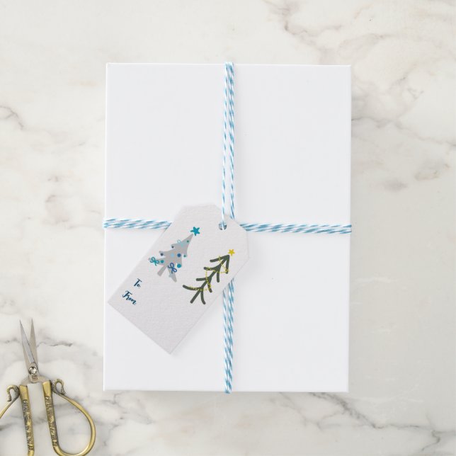 Etiqueta Para Presente Árvores de Natal bonitas (Com cordão)