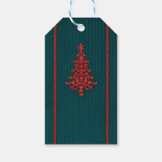 Etiqueta Para Presente Árvores de Natal de Cristal Azul e Vermelho