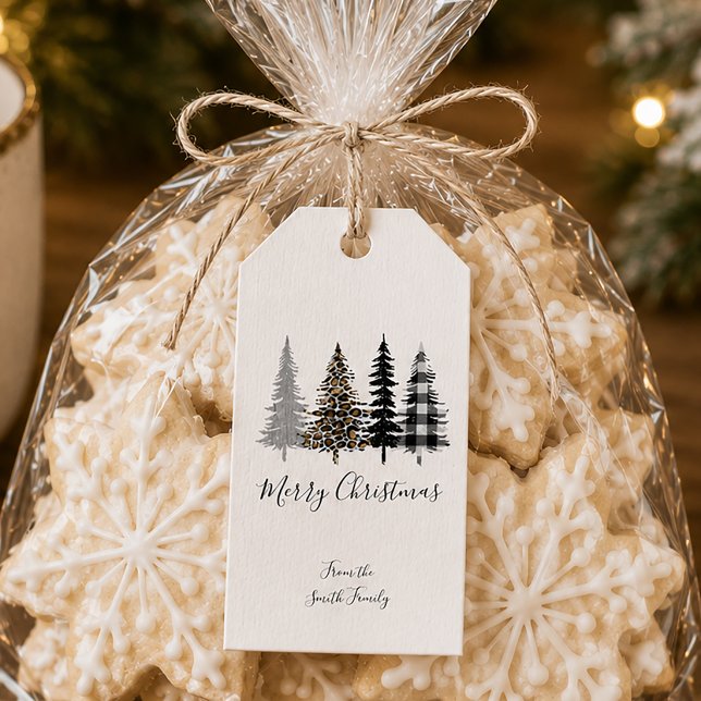 Etiqueta Para Presente Árvores de Natal Glam (Glam Christmas Trees Gift Tags)