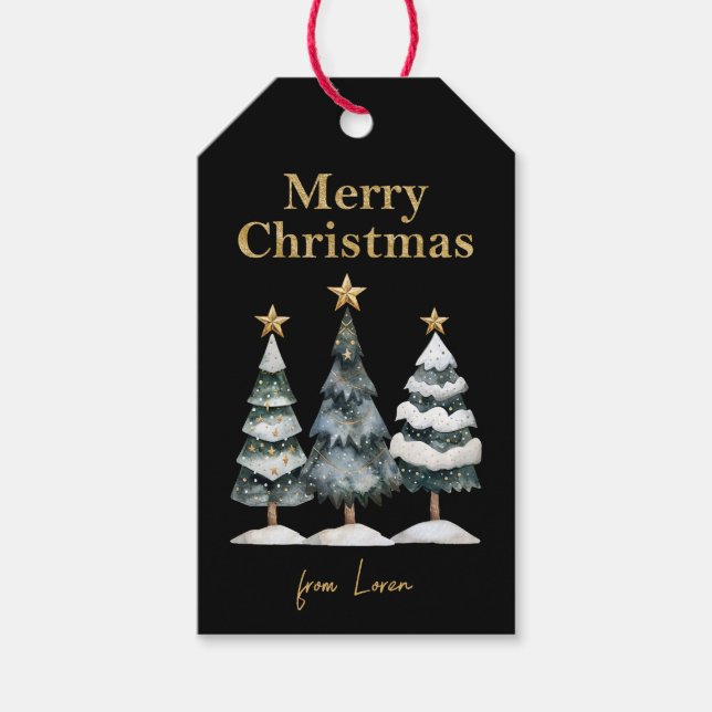 Etiqueta Para Presente Árvores de Natal Modernas (Frente)