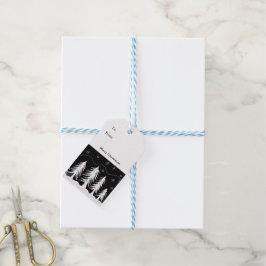 Etiqueta Para Presente Árvores de Natal Pretas e Brancas