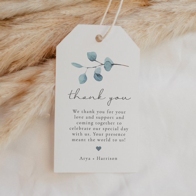 Etiqueta Para Presente ARYA Rustic Eucalyptus Greenery Obrigado (Criador carregado)