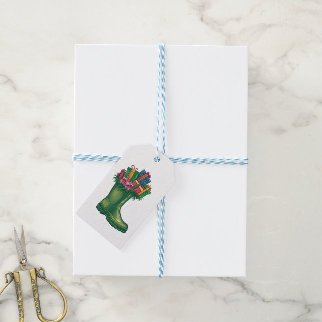 Etiqueta Para Presente As Botas Novas do Papai Noel (Com cordão)