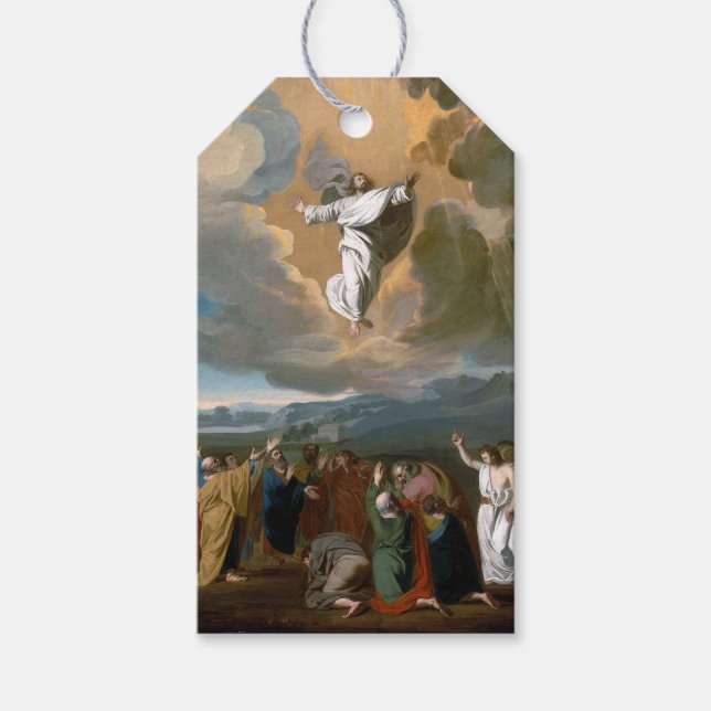 Etiqueta Para Presente Ascensão (Cristo de Jesus Crescendo no Céu) (Frente)