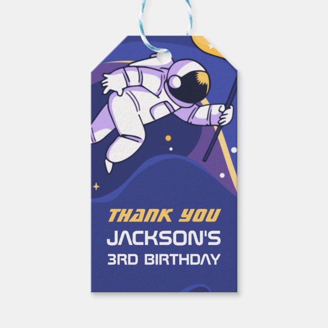 Etiqueta Para Presente Astronauta Festa do Aniversário de criança Espacia (Frente)