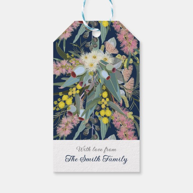 Etiqueta Para Presente Aussie Native Bush Blooms Royal Blue (Verso)