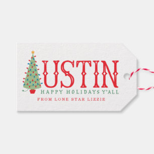 Etiqueta Para Presente Austin, Árvore de Natal do Texas - Presente nas Fé