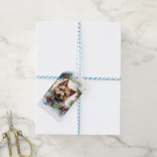 Etiqueta Para Presente Austrália Terrier Christmas Wreath Festivo Pup
