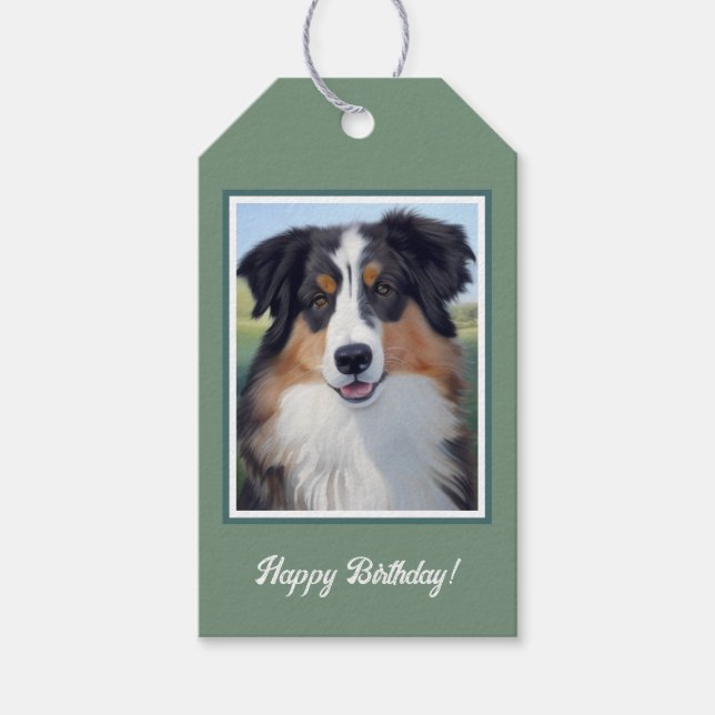 Etiqueta Para Presente Australian Shepherd Portrait  -  (Frente)