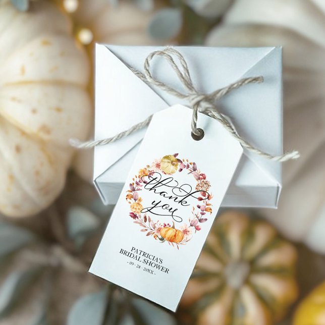 Etiqueta Para Presente Autumn Deixa Pumpkin Fall Chá de panela (Criador carregado)