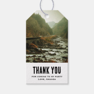 Etiqueta Para Presente Autumn Forest e River Landscape Party - Obrigado