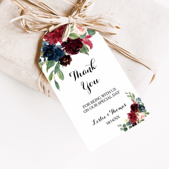 Etiqueta Para Presente Autumn Russe Dazzling Burgundy Obrigado (Criador carregado)