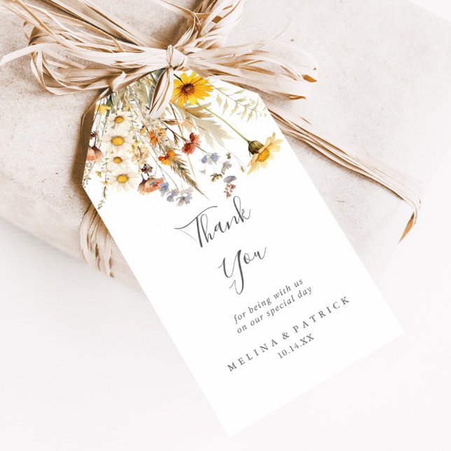 Etiqueta Para Presente Autumn Sunshine Wildflower Wedch - Obrigado (Criador carregado)