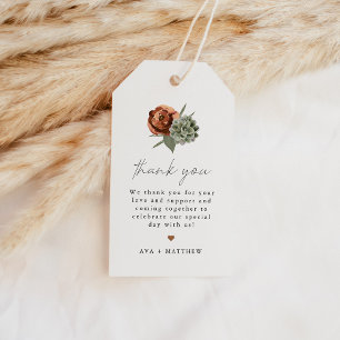 Etiqueta Para Presente AVA Boho Terracotta Floral Suculente Obrigado