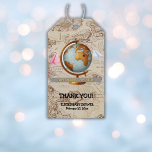Etiqueta Para Presente Aventura aguarda o Chá de fraldas do Mapa Mundial