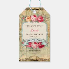 Etiqueta Para Presente Aventura aguarda Rosas do Mapa Mundial da Vintage