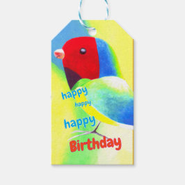 Etiqueta Para Presente Aves Coloridas de Aniversário