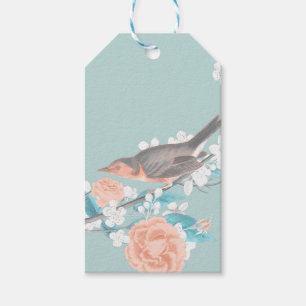 Etiqueta Para Presente Aves e Flores