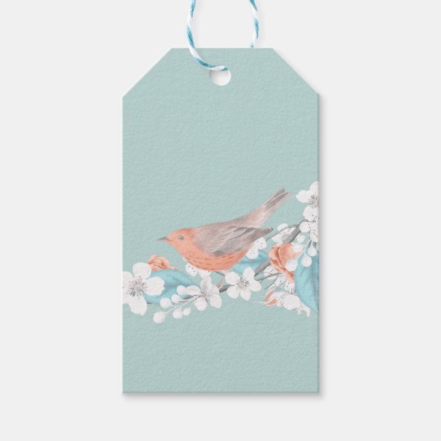 Etiqueta Para Presente Aves e Flores (Frente)