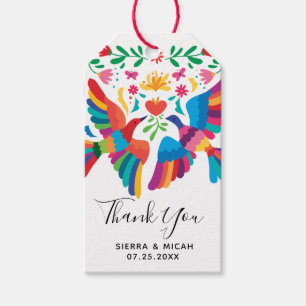 Etiqueta Para Presente Aves Inspiradas Mexicanas Vibrantes e Floral