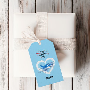 Etiqueta Para Presente Avião Azul Fofo & Nuvens, Dia dos Namorados Infant