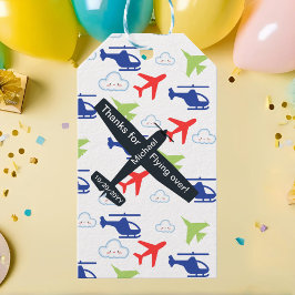Etiqueta Para Presente Avião Colorido Fofo & Nuvens Aviador Personalizado