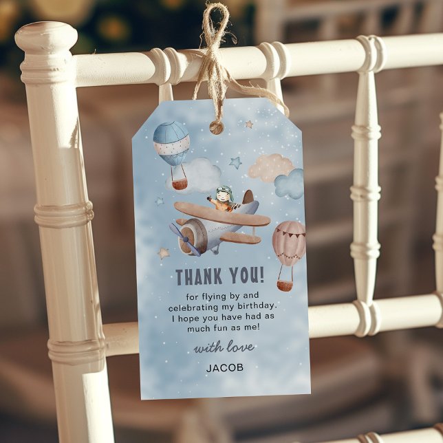 Etiqueta Para Presente Avião de Aguarela Bonito Aniversário Menino Aviaçã (Criador carregado)