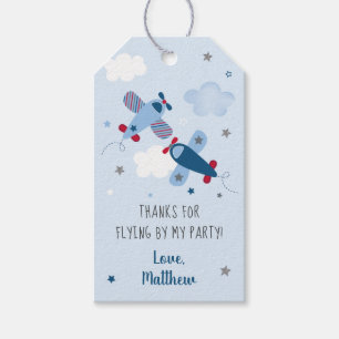 Etiqueta Para Presente Avião estrela nuvens Aniversário Obrigado