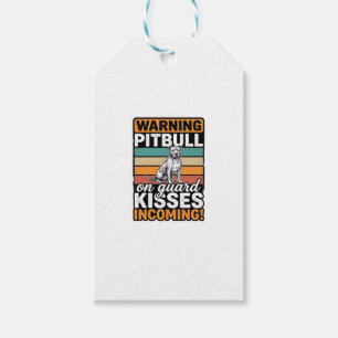 Etiqueta Para Presente Aviso de Pitbull Beijos a Caminho Design de Cachor