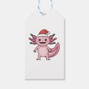 Etiqueta Para Presente Axolote engraçado de Natal com chapéu de Papai Noe