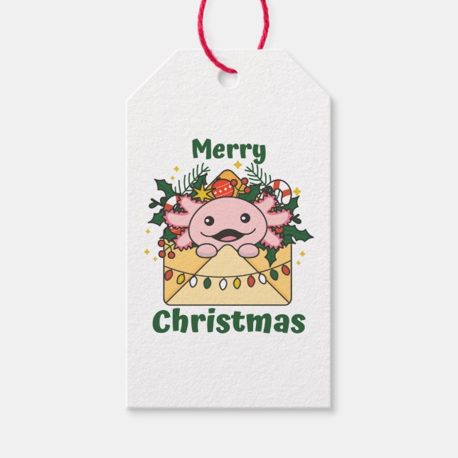 Etiqueta Para Presente Axolotl Christmas Letter Winter Animals Axolotls (Frente)