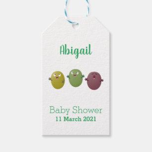 Etiqueta Para Presente Azeitonas agradáveis, bonitas, cantando cartoon