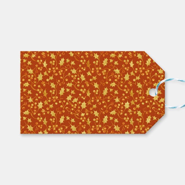 Etiqueta Para Presente Azevinho Dourado (Frente (horizontal))