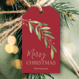 Etiqueta Para Presente Azevinho e Frutas Vermelhas Natal Feliz