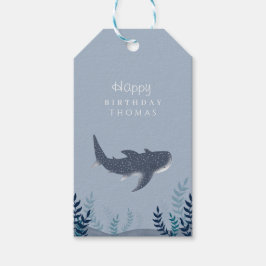 Etiqueta Para Presente Azul Adorável Sob o Mar Manta Ray Aniversário