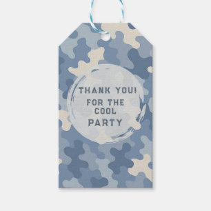 Etiqueta Para Presente Azul Camo aniversário militar
