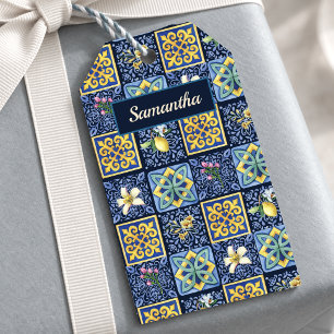 Etiqueta Para Presente Azul Chic citrino siciliano Mediterrâneo
