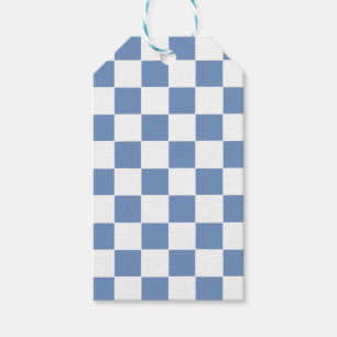 Etiqueta Para Presente Azul/Cinza e branco verificados