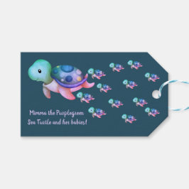 Etiqueta Para Presente Azul cor-de-rosa púrpura mimma a tartaruga marinha