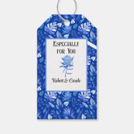 Etiqueta Para Presente Azul de cobalto na Correspondência de Flor de Prot