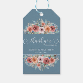 Etiqueta Para Presente Azul Eetéreo, Pêssego Esmagado Floral