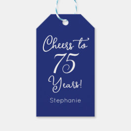 Etiqueta Para Presente Azul marinho aplaude 75 anos 75 anos aniversário