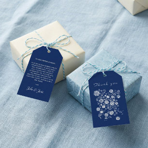 Etiqueta Para Presente Azul Marinho Chinoiserie Floral Casamento Agradeci
