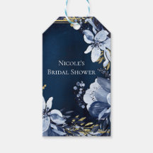 Azul Marinho e Dourado Floral Aquarelado Moderno e