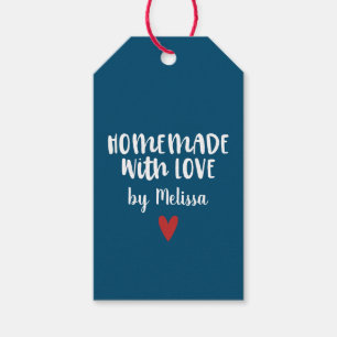 Etiqueta Para Presente Azul Marinho Personalizado Feito em Casa Com Amor