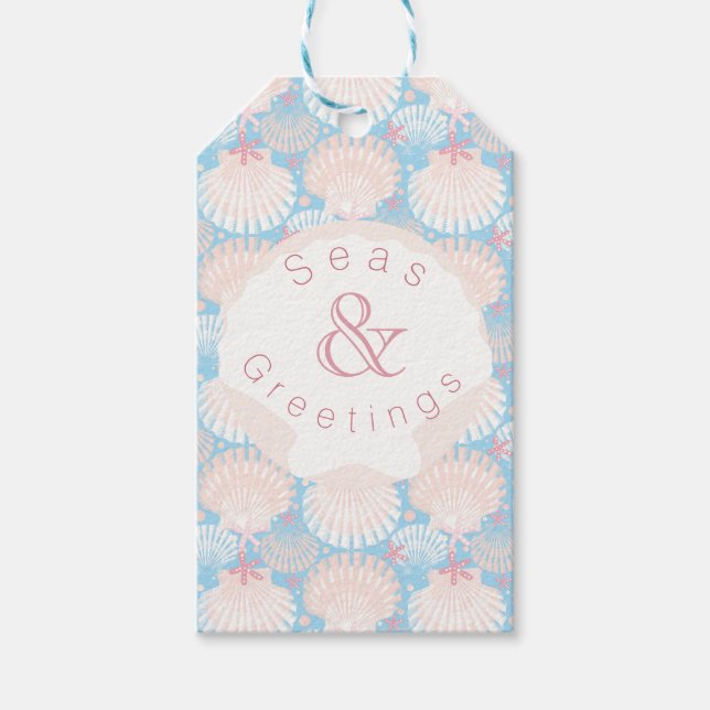 Etiqueta Para Presente Azul-Natal costeiro (Frente)