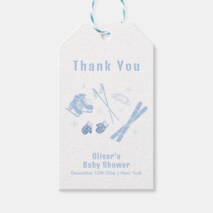 Etiqueta Para Presente Azul Pastel Inverno Après Bébé Menino de Neve Chuv