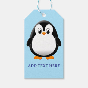 Etiqueta Para Presente Azul Personalizado de Cartoon Pinguim Cujo