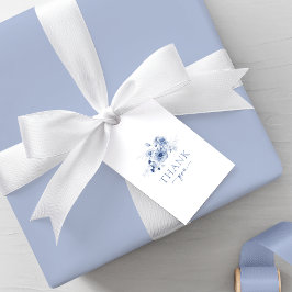 Etiqueta Para Presente Azul Poeirento Floral "Obrigado"
