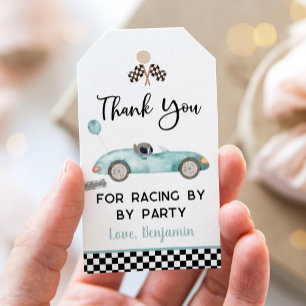 Etiqueta Para Presente Azul Race Carro Aniversário Obrigado